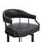 Armen Living Pharaoh Swivel 30" Black Powder Coated and Black Faux Leather Metal Bar Stool 721535743322 - alternate 3